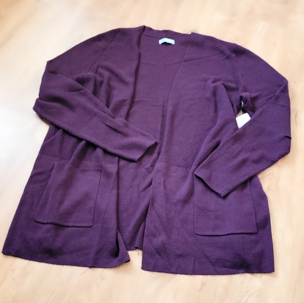 croft & barrow Plum Open-Front Pocket Cardigan Size 1X